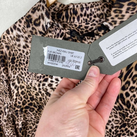 NWT All SAINTS Inez Kiku Wave-Effect Cheetah Print Over Sized Button Down Shirt - Picture 4 of 8